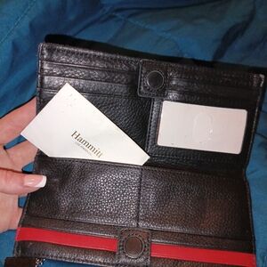 Hammitt Black and Red Leather Card Holder